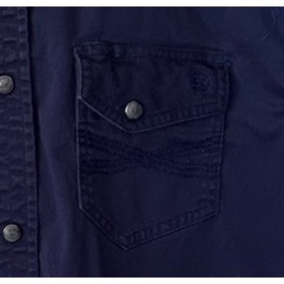 BLUE Ranchwear Men's Heavy Twill Long Sleeve‎ Snap Western Rodeo Shirt M - Picture 6 of 12